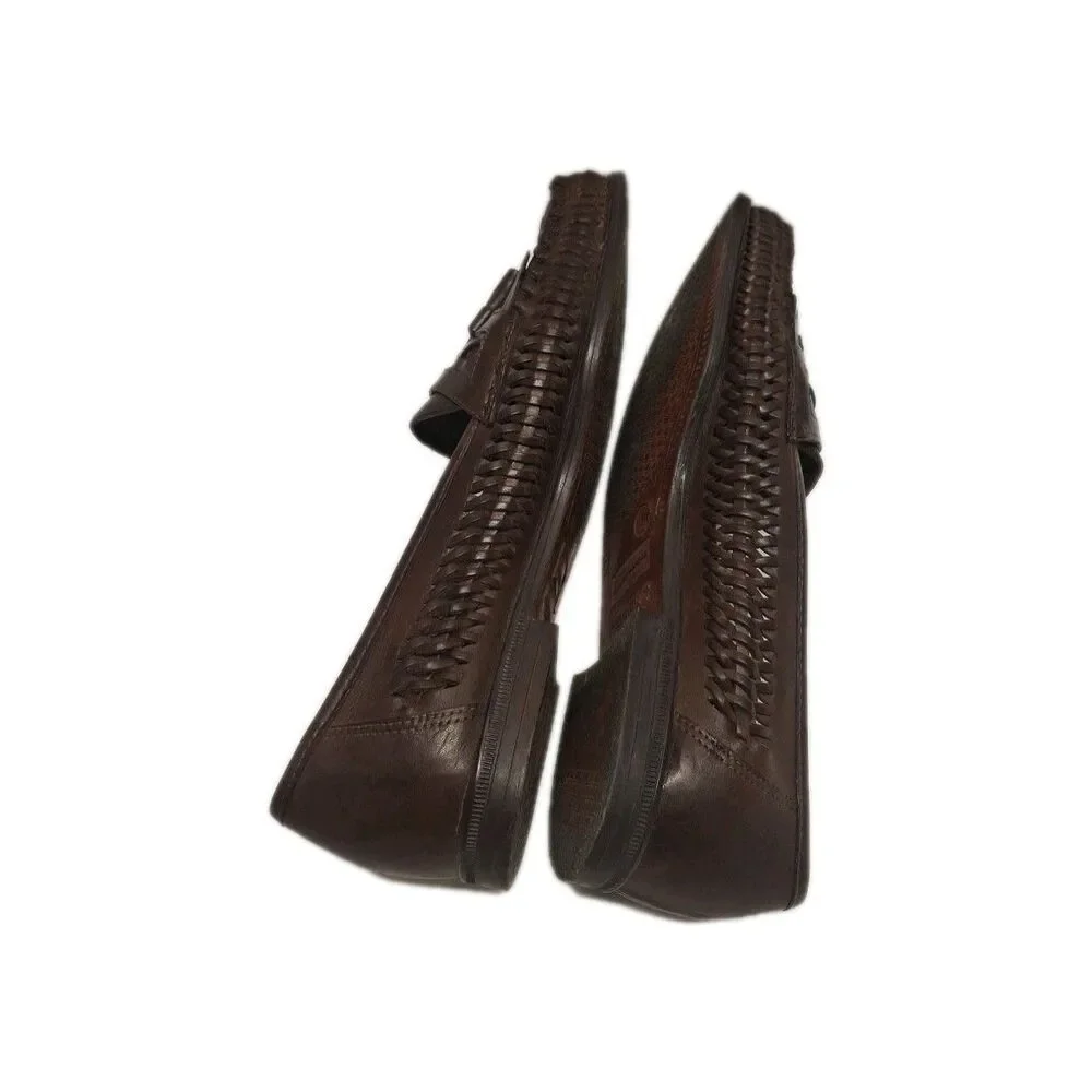 STACY ADAMS 25349 BROWN TASSELED WOVEN LEATHER SLIP ON MENS Size 9 SHOES